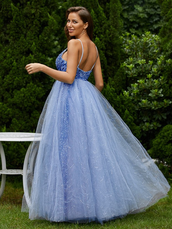 Robe longue à volants et paillettes, col en V, sans manches